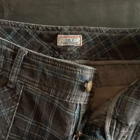 Women’s free people, low rise, straight leg, corduroy plaid pants - Picture 3 of 5